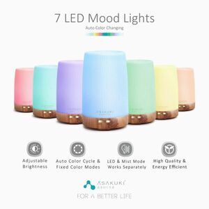 NEW Asakuki No Box Essential Oil Diffuser Timer 7 LED Lights Auto-Off Safty Swit